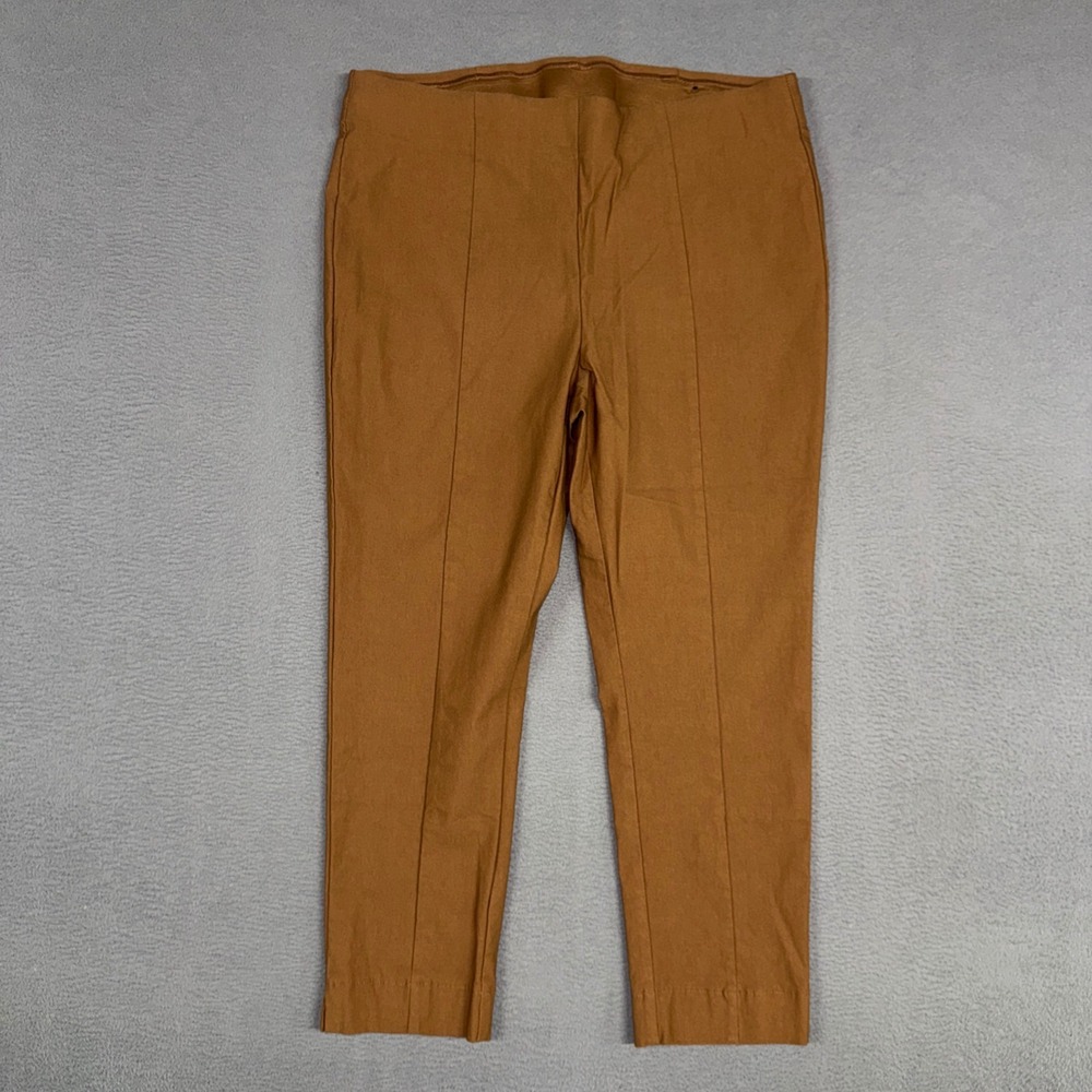 Chicos So Slimming Pants Womens 2.5P / 14P Brown Pull On Crop Pintuck Seam